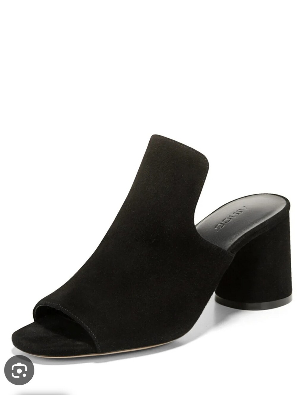 Vince Black Suede Open-Toe Block Heel Mule
